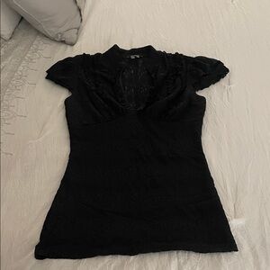 XOXO Black Lace Detail Blouse